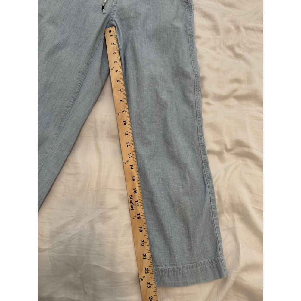 J Crew Seaside Cropped Pants Sz XS Womens Blue Cotton Chambray Drawstring Pocket - Picture 3 of 7